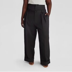 KBB by KAHLANA Women's Baggy Leg 'The Waist Curtain Trouser' - Black